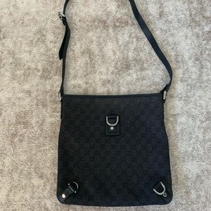 Authentic black Gucci monogram crossbody bag
